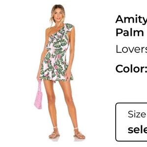Lovers + Friends Tropical Pink and Green one Shoulder Backless Dress